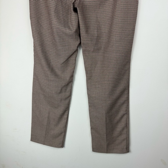 Zara Herringbone Trouser Pants Sz Large Ruffle Pockets High Rise Black White Red - Picture 13 of 15